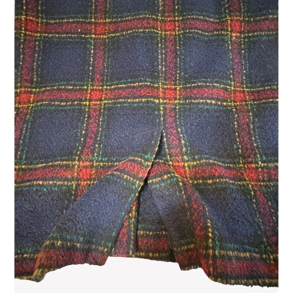 Old Navy Womens Size SMALL Navy Red Plaid Coat Wool Blend Long Duster - Picture 9 of 10